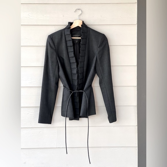 Classiques Entier Atelier | Grey Wool Blend Pleated Ruffle Trim Jacket size 10 - Picture 1 of 10